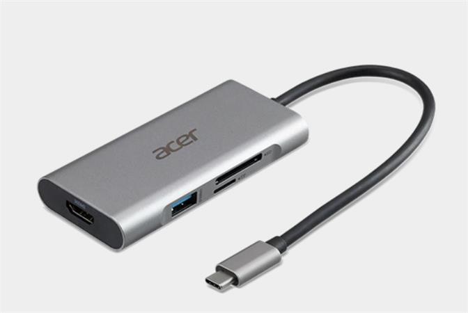 5 pack Acer 7in1 type C dongle: 3xUSB 3.2, 1xHDMI 4K, 1xTYPE C Power Delivery (100W), 1xSD/TF card reader