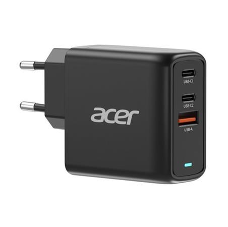 ACER 67W PD GaN charger - black; 2×USB-C +1×USB-A, 2m kabel, černá - Nabíječka s Power Delivery a GaN = nitrid galia