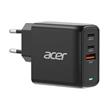 ACER 67W PD GaN charger - black; 2×USB-C +1×USB-A, 2m kabel, černá - Nabíječka s Power Delivery a GaN = nitrid galia
