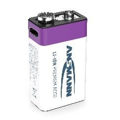 Ansmann Li-ion 9V Block, min 340mAh, s nabíjecí elektronikou, USB-C