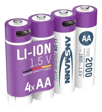 Ansmann Li-ion AA , min 1800mAh, s nabíjecí elektronikou, USB-C