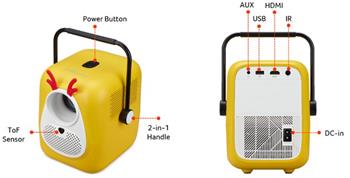 AOpen QF23s, Smart LED, FHD (1920 x 1080) 250 ANSI, 1000:1, HDMI, USB, Wifi, repro 2x3W, 1.23 Kg, Yellow