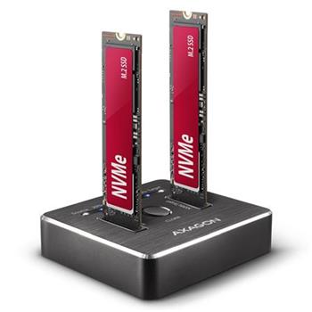 AXAGON ADSA M2C, USB-C 10Gbps dokovací stanice pro 2× M.2 NVMe SSD s funkcí klonování