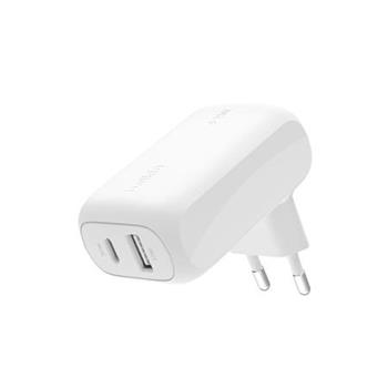 Belkin BOOST CHARGE™ Duální 42W USB-C Power Delivery PPS nástěnná nabíječka (USB-C 30W + USB-A 12W), bílá