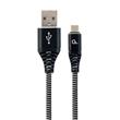 CABLEXPERT Kabel USB 2.0 AM na MicroUSB (AM/BM), 2m, opletený, černo-bílý, blister, PREMIUM QUALITY