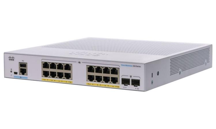 Cisco switch CBS350-16FP-2G-EU (16xGbE,2xSFP,16xPoE+,240W,fanless) - REFRESH