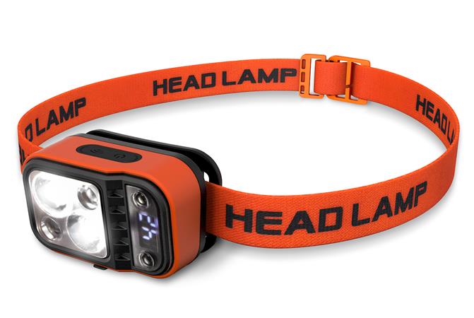 CONNECT IT BLINK 200R LED čelovka, 4 režimy svícení, pohybový senzor,dobíjecí baterie (USB-C),oranžová