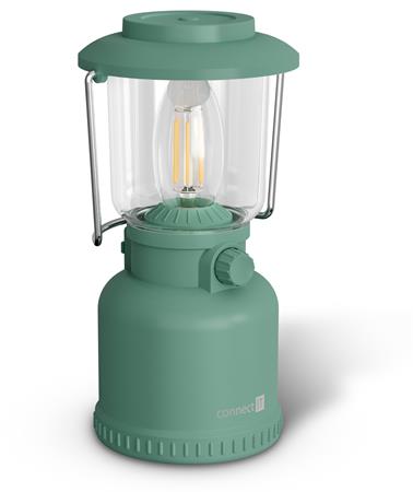 CONNECT IT CAMP kempingová LED svítilna, plynulá regulace světla, 1800mAh, USB-C, ZELENÁ