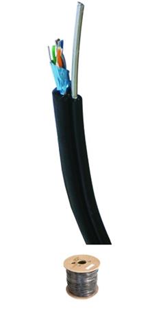 DATACOM FTP drát CAT5E PE,Fca 305m cívka černý OUTDOOR samonosný