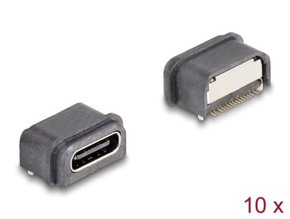 Delock 16-pinový SMD konektor USB 5 Gbps USB Type-C™, zásuvkový, k montáži pájením, vodotěsný, 10 ks