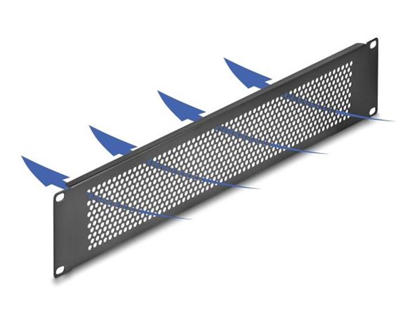 Delock 19” žaluziový panel s kruhovými otvory, 2U, černý