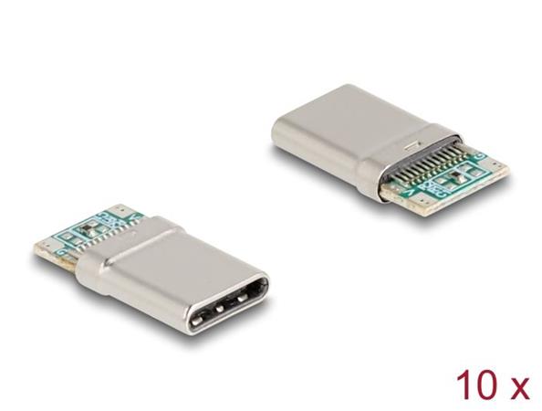 Delock 24-pinový SMD konektor USB 2.0 USB Type-C™, zástrčkový, k montáži pájením, 10 ks