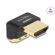 Delock Adaptér HDMI, ze zástrčky na zásuvku, 90° pravoúhlý dolů 8K 60 Hz, kovový