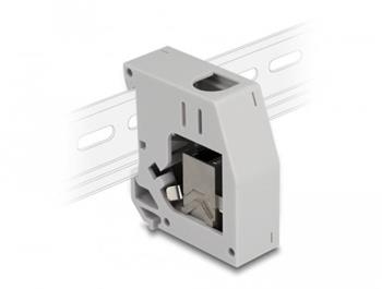 Delock Adaptér na DIN lištu s Keystone Modulem RJ45 samice na RJ45 samice, Cat.6A