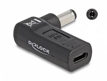 Delock Adaptér na kabel na nabíjení laptopu, ze zásuvky USB Type-C™ na zástrčku 5,5 x 2,1 mm, úhlový 90°