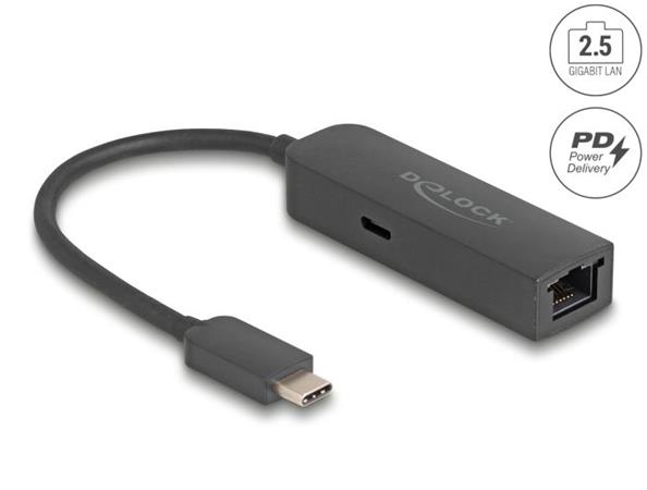 Delock Adaptér USB Type-C™ na 2,5 Gigabit LAN s Power Delivery 100 watt