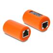 Delock Adaptérová spojka RJ45 ze zásuvky na zásuvku Cat.6A, stíněná, s ochranou proti přepětí, kulatá, oranžová