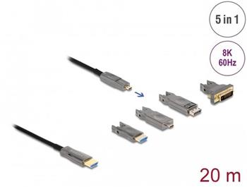 Delock Aktivní optický HDMI kabel 5 v 1, 8K, 60 Hz, 20 m
