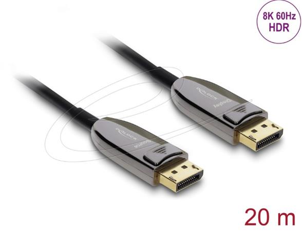 Delock Aktivní optický kabel DisplayPort 2.1 8K 60 Hz 40 Gbps 20 m