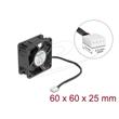 Delock Axiální ventilátor: 24 V DC, 60 x 60 x 25 mm, černý
