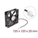 Delock Axiální ventilátor: 5 V DC, 120 x 120 x 25 mm, černý