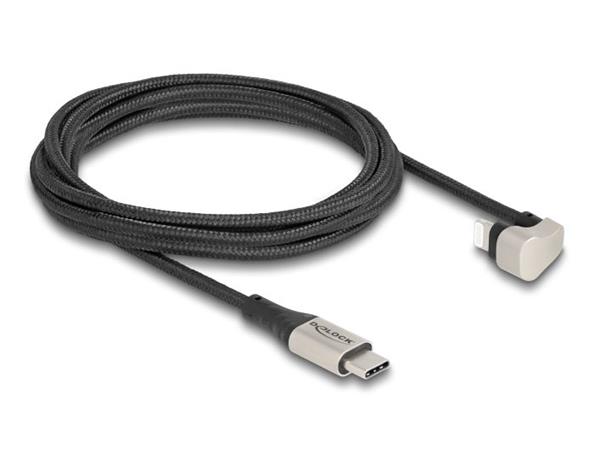 Delock Datový a nabíjecí kabel USB Type-C™ na Lightning™ pro iPhone™ a iPad™, 180°, pravoúhlá 2 m MFi