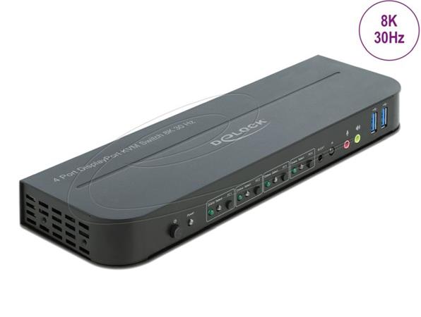 Delock DisplayPort 1.4 KVM Switch 8K 30 Hz with USB 5 Gbps and Audio