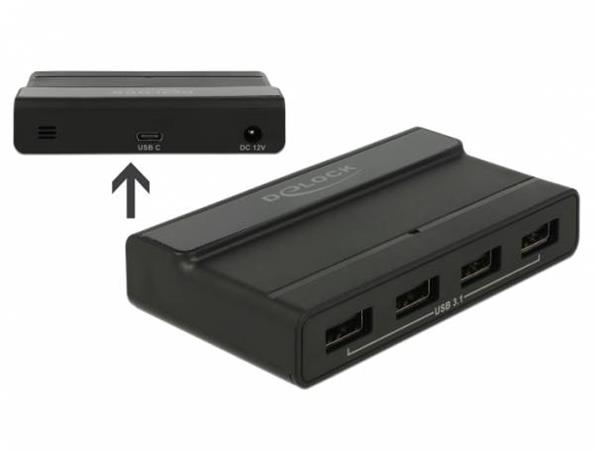 Delock Externí USB 3.1 Hub se 4 porty na 10 Gbps