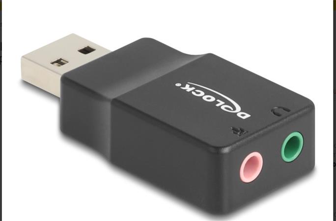 Delock Externí USB zvuková karta se zvukovým adaptérem Plug & Play se 2 x stereofonními konektory 3,5 mm pro PC, laptop