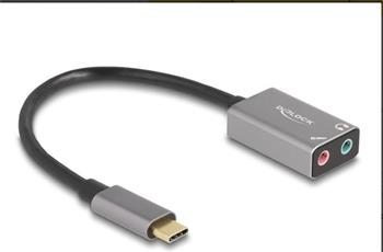 Delock Externí zvuková karta USB Type-C™ s audio adaptérem Plug & Play, 2 x 3,5 mm stereo jack