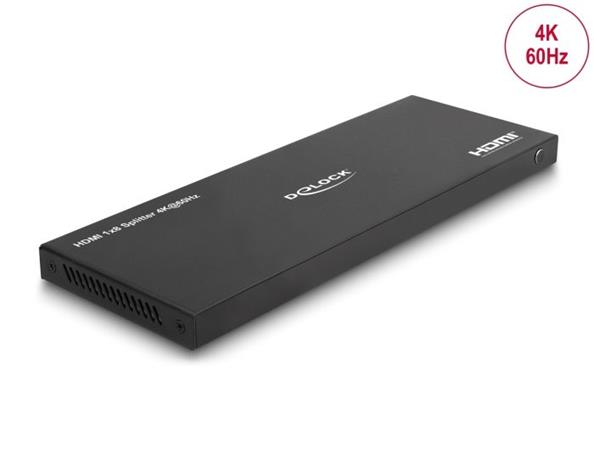 Delock HDMI Splitter 1 x vstupní HDMI na 8 x výstupní HDMI 4K 60 Hz, se zařízením na snížení měřítka