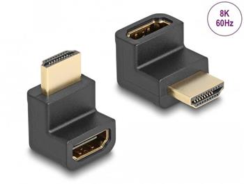 Delock High Speed HDMI with Ethernet Adapter Stecker zu Buchse gewinkelt 8K 60 Hz schwarz
