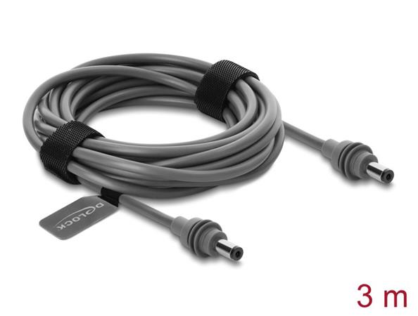 Delock Kabel DC 5,5 x 2,1 mm na DC 5,5 x 2,1 mm, kompatibilní se Starlink Mini, 3 m, šedý