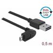 Delock Kabel EASY-USB 2.0 Typ-A samec > EASY-USB 2.0 Typ Micro-B samec pravoúhlý nahoru / dolů 0,5 m černý