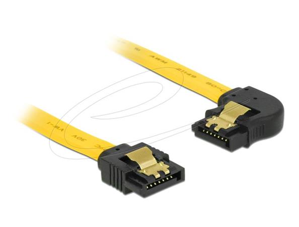 Delock Kabel SATA, 6 Gb/s, přímý na pravoúhlý doleva, 30 cm, žlutý