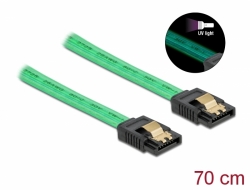 Delock Kabel SATA 6 Gb/s s UV zářivým efektem, zelený, 70 cm