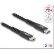 Delock Kabel USB 2.0 ze zástrčky USB Type-C™ na zástrčku, s magnetickým textilním pláštěm, PD 3.0, 60 W, 2 m