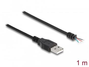 Delock Kabel ze zástrčkového konektoru USB 2.0 Typu-A na 4 otevřené vodiče, 1 m, černý