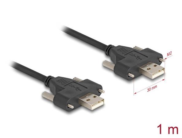 Delock Kabel ze zástrčky USB 2.0 Typ-A na zástrčku, se šrouby, 1 m, černý