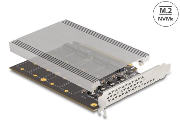 Delock Karta PCI Express x16 na 4 x interní M.2 Key M NVMe s chladičem - rozvětvení (DxŠ 145 x 111 mm)