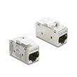 Delock Keystone modul spojka, ze zásuvky RJ45 na zásuvku RJ45 Cat.6A, kovová, stříbrná / bílá