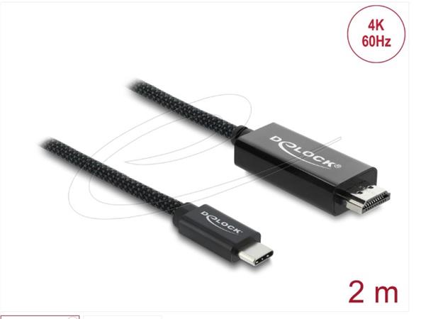 Delock Koaxiální kabel USB Type-C™ na HDMI (DP Alt Mode) 4K 60 Hz s pleteným opláštěním 2 m