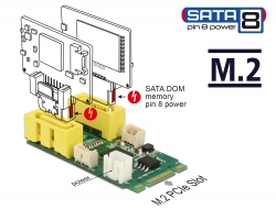 Delock Konvertor M.2 Key B+M samec > 2 x SATA pin 8 s napájením samec