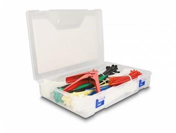 Delock Krabice se sadou kabelových úvazků s nástrojem na instalaci kabelových úvazků, 600 kusů, různé barvy