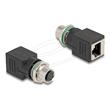 Delock M12 adaptér, ze čtyřpinové A-kódované zástrčky na konektor RJ45 přímý