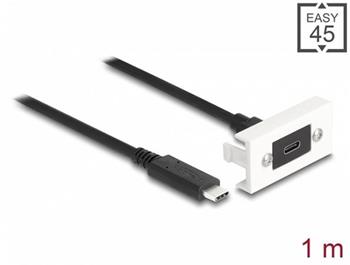 Delock Modul Easy 45 SuperSpeed USB 10 Gbps (USB 3.2 Gen 2) ze zásuvky USB Type-C™ na zástrčku USB Type-C™ s krátkým kab