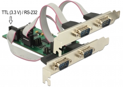 Delock PCI Express Card > 3 x Sériový RS-232 + 1 x TTL 3,3 V / RS-232 s napájením