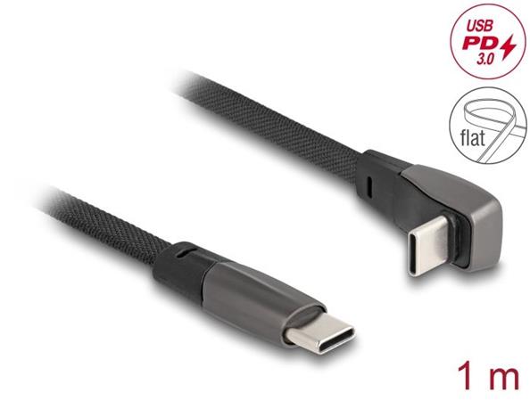 Delock Plochý páskový kabel USB 2.0 ze zástrčkového konektoru USB Type-C™ na zástrčkový konektor USB Type-C™, pravoúhlý