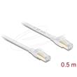 Delock Plochý spojovací kabel RJ45 Cat.8.1 U/FTP, až 40 Gbps, 0,5 m, bílý