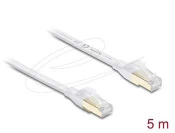Delock Plochý spojovací kabel RJ45 Cat.8.1 U/FTP, až 40 Gbps, 5 m, bílý